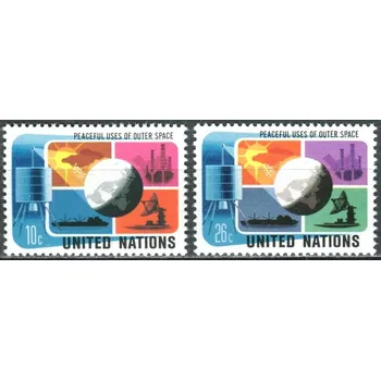 Poštovní známka (1975) MiNr. 279 - 280 ** - OSN New York - Mírové využívání kosmického prostoru