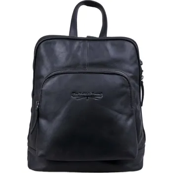 Městský batoh Černý kožený batoh LBB-133, The British Brand