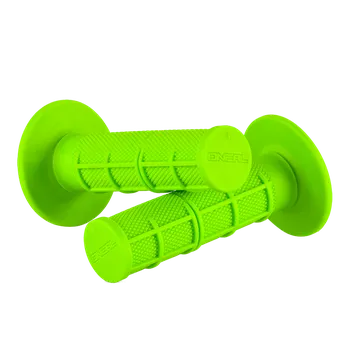 grip A Motokrosové rukojeti - gripy ONEAL WAFFLE NEON ZELENÁ - Half Waffle" s poloviční vaflovou strukturou, střední tvrdost, pár (Rukojeti na řidítka, ručky na moto)