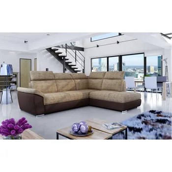 Sedací souprava Rozkládací rohová sedačka LORENZA cappucino / hnědá