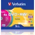 Optické médium Verbatim DVD+RW 4,7GB 4x color slim 5 pack