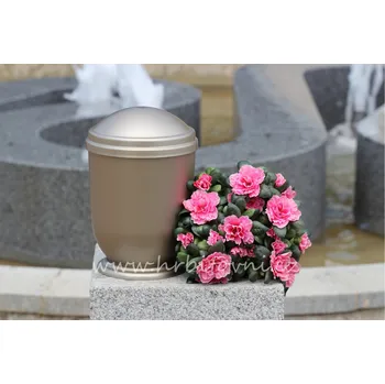 Smuteční dekorace Hřbitovní urna plastová kovové barvy