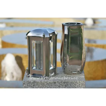 Smuteční dekorace Hřbitovní lampa s fazetovým sklem a vázou