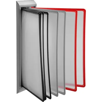 Kancelářský nábytek Nástěnný stříbrný kovový držák 10x barevné A4