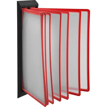 Kancelářský nábytek Nástěnný černý kovový držák 10x červené A4