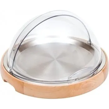 Podnos chladící kulatý, rolovací víko, nerez plato, dřevo Třešeň