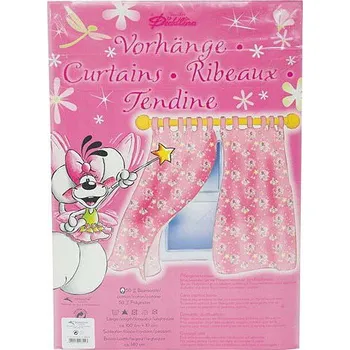 Záclona Diddl & Friends Fairy, Diddlina růžová 140 x 160 cm 2 ks