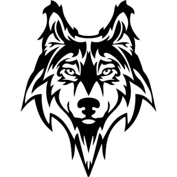 Samolepicí dekorace na vozidlo Samolepka vlčí hlava na auto a motorku, tuning nálepka (1756)