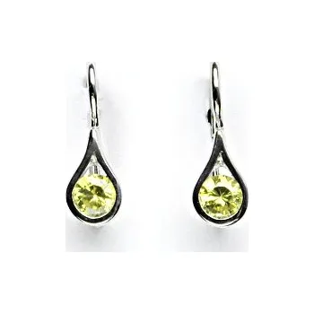 Náušnice Zlaté náušnice, žluté zirkony, bílé zlato, VE 5