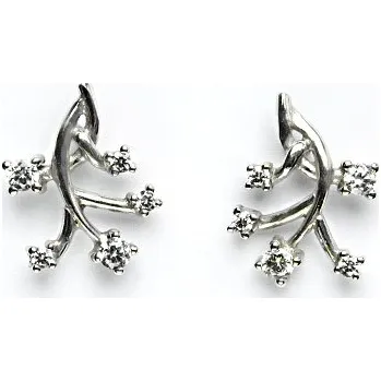 Náušnice Zlaté náušnice, čiré zirkony, bílé i žluté zlato, VE 68