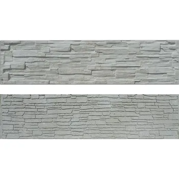 Plot Betonová deska plotová, oboustranná – 200 x 50 cm, štípaný a skládaný kámen - šedý
