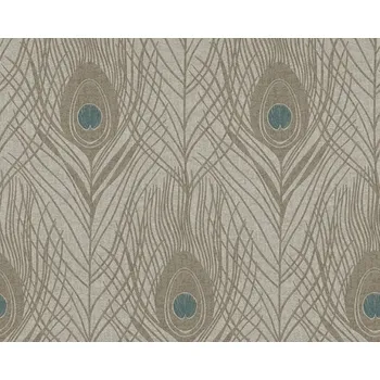Tapeta Vliesová tapeta 36971-6 paví pera, modrá, hnědá, šedá / Vliesové tapety na zeď 369716 Absolutely Chic (0,53 x 10,05 m) A.S.Création
