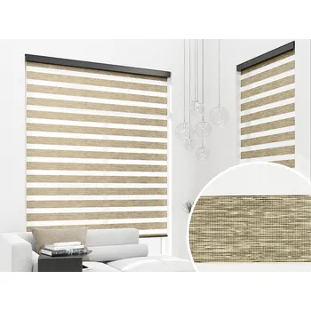 Roleta ZEBRA-SHOP ROLETA DEN A NOC MAXI / PREMIUM / KRÉM-ČERNÁ MELÍR / BH 69 Výška: 150, Šířka: 75, Barva kazety / umíst.řetízku: stříbrná / vlevo