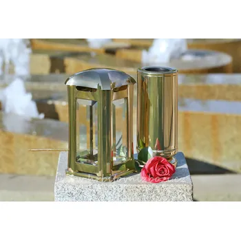 Smuteční dekorace Morex X6456/2 hřbitovní lampa a váza zlatá