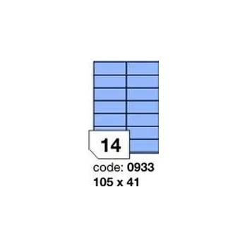Samolepící etiketa Modré samolepicí etikety Rayfilm R0123.0933F, 105x41 mm, 1.000 listů A4, 14000 etiket