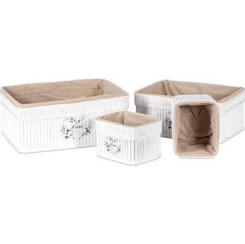 Úložný box Autronic KD4436 bambusový bílý košík