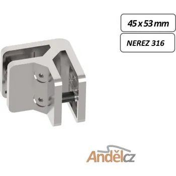 Zábradlí Spojka skla rohová 45x53 hranatá