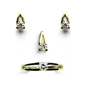 Přívěsek Sada zlatých šperků 1097 - NŠ, P, T/čiré zirkony, žluté zlato