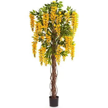 umělá květina Luxusní umělý kvetoucí strom WISTERIA LIANA ŽLUTÁ, 180 cm