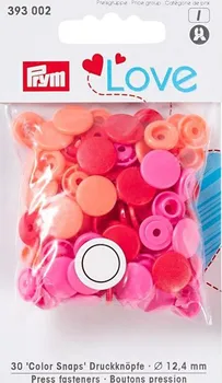 Prym Love Color Snaps 12,4 mm 30 ks červené/oranžové/růžové