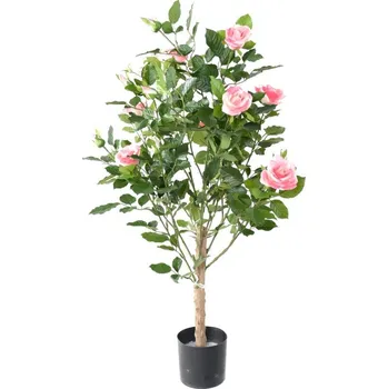umělá květina Luxusní umělá květina Keř růží růžový, 100cm