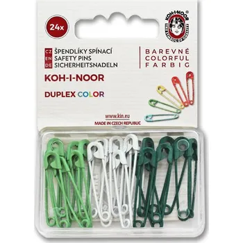 Spínací špendlík Duplex(28mm), 24ks, bílý a zelený