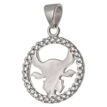 Přívěsek Stříbrný přívěšek znamení býk s čirými zirkony SVLP0448X15BIBY