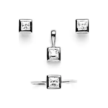 Souprava šperků Sada zlatých šperků 1030/1031 - NŠ, P, T/čiré zirkony, bílé zlato