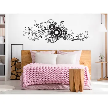 Samolepící dekorace Rostlinná dekorace s kruhy samolepka na zeď 80 x 29 cm