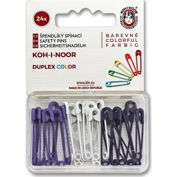 Spínací špendlík Duplex(28mm), 24ks, bílý a fialový