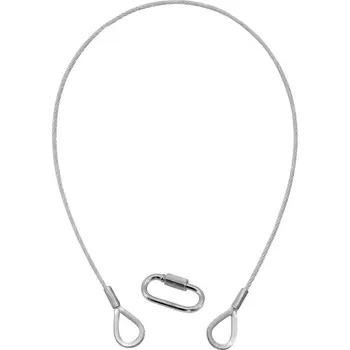 Lanko pro jízdní kolo Lanko jistící 3 mm x 600 mm, až do 5 kg, stříbrné, karabina typ A