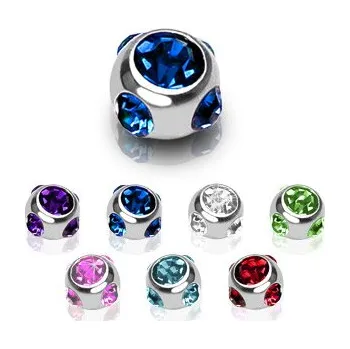 Módní doplněk Steel Edge Ocelová kulička s kamínky 07 Barva: Fialová