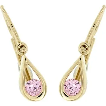 Náušnice Zlatnictví U Kostela Zlaté náušnice pro miminko s růžovým kamínkem 5246 331778076