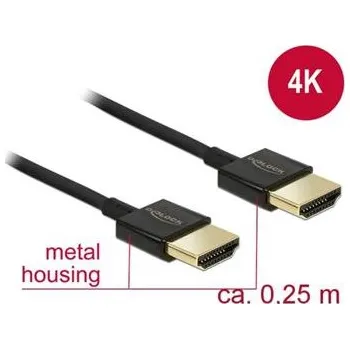 Video kabel Delock Kabel High Speed HDMI s Ethernetem - HDMI-A samec > HDMI-A samec 3D 4K 0,25 m Slim High Quality