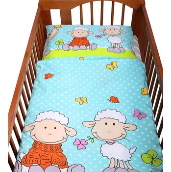 Povlečení New Baby s ovečkou tyrkysové 2-dílné 100 x 135, 40 x 60 zipový uzávěr