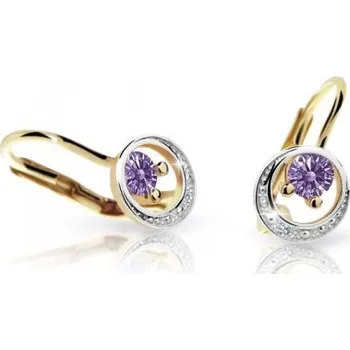 Náušnice Cutie Jewellery Zlaté dětské náušnice Cutie C1997Z- Amethyst