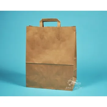 Nákupní taška papírová taška hnědá EKO 32x14x42 vyšší gramáž, hnědý kraft s plochým uchem, Karton 1 taška