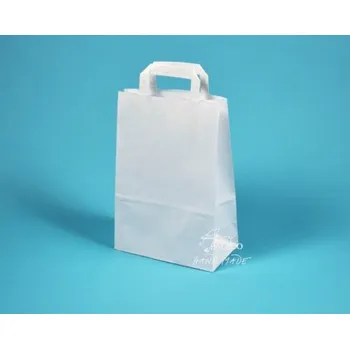 Nákupní taška papírové tašky EKO 22x10,5x36 bílá s plochým uchem, Karton 1 taška