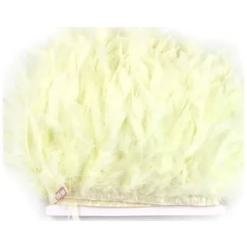 Prýmek z krůtího peří 12-15 cm, světle pistáciová