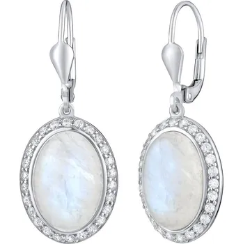 Náušnice Stříbrné náušnice visací s přírodním Měsíčním kamenem