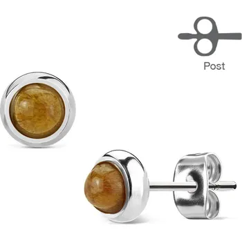 Náušnice Steel Edge Ocelové náušnice s kamenem 1004 Materiál: Tygří oko