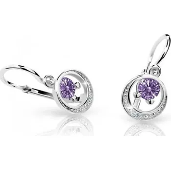 Náušnice Cutie Jewellery Dětské náušnice z bílého zlata Cutie C1997B-Amethyst