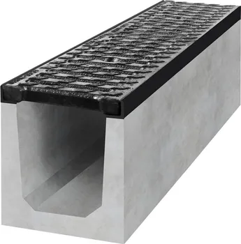Odvodňovací žlab Gutta B125 5S spádový betonový žlab s litinovou mříží 200 x 250 x 1000 mm