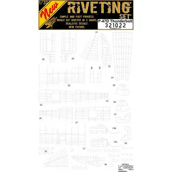 Plastikový model HGW 1/32 P-47D - Nýtovací sada