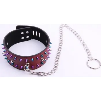 Obojek posetý barevnými hroty i s vodítkem