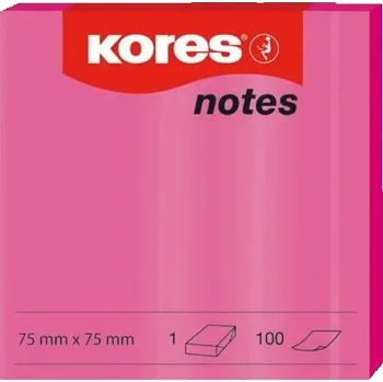 Samolepící bloček Bloček samolepicí Kores 75 x 75 mm, neon růžový, 100 lístků