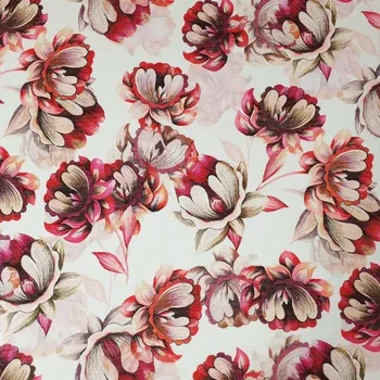 Úplet krémový 19905, béžovo-růžové květy, š.160