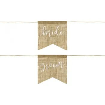 Svatební dekorace PartyDeco ZÁVĚSNÉ cedulky na židle Bride a Groom