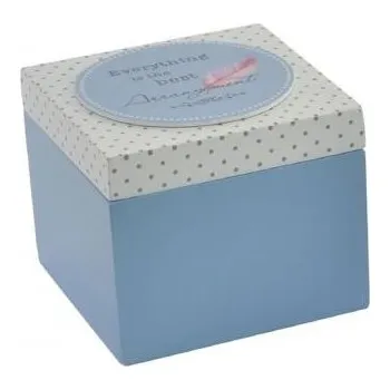 Dřevěná krabička vintage 12x12x10 cm - sv.modrá