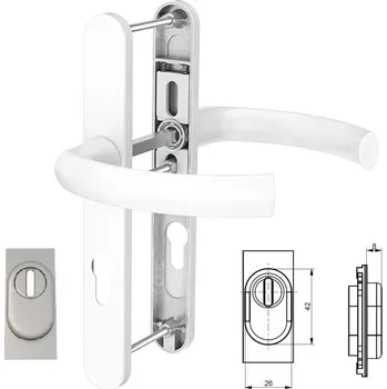 Dveřní kování ROTO Klika-klika JUPITER úzký štítek 36 mm s překrytím Barva: Bílá RAL 9016
